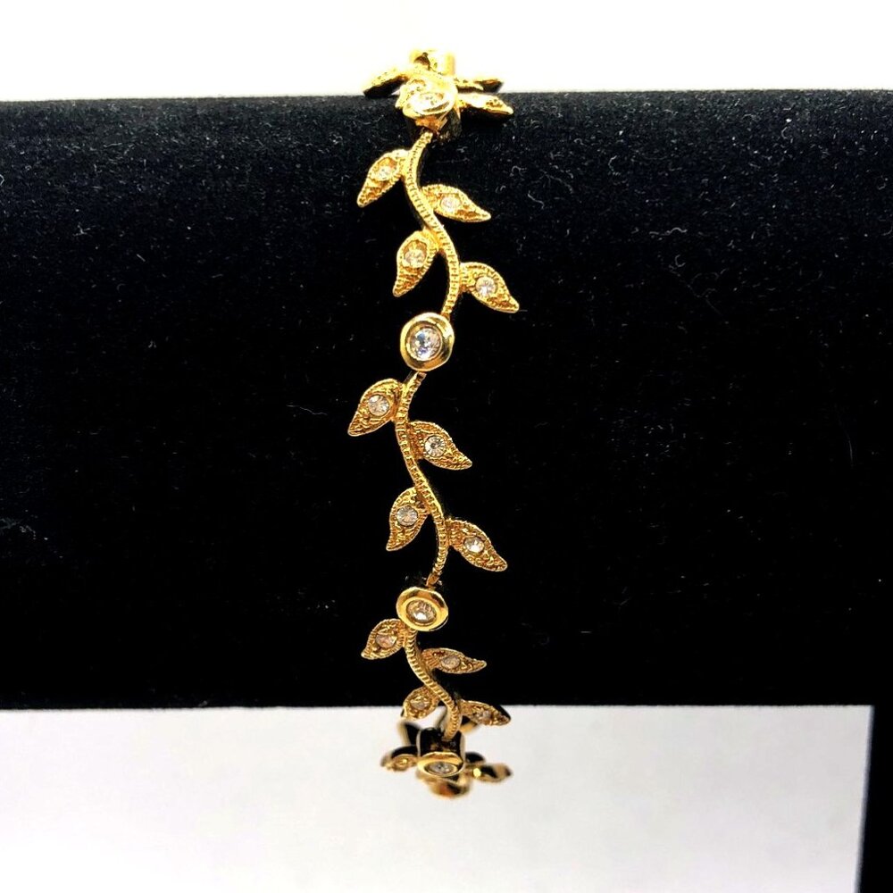Nadri Gold Plated CZ Floral Vine Hinge Bracelet